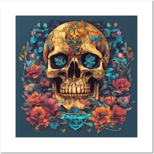 Top Flowers Skull Samurai Posters and Art